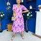 Suzanne Detailed Midi Dress Floral Purple