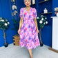 Suzanne Detailed Midi Dress Floral Purple