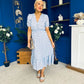 Suzanne Detailed Midi Dress Polka Blue