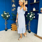 Suzanne Detailed Midi Dress Polka Blue