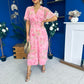 Daisy Twist Detail Midi Dress Floral Baby Pink