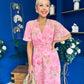 Daisy Twist Detail Midi Dress Floral Baby Pink
