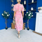 Daisy Twist Detail Midi Dress Floral Baby Pink
