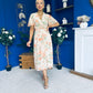 Daisy Twist Detail Midi Dress Floral Cream