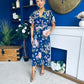 Daisy Twist Detail Midi Dress Floral Navy
