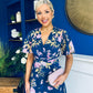 Daisy Twist Detail Midi Dress Floral Navy