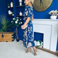 Daisy Twist Detail Midi Dress Floral Navy