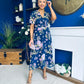 Daisy Twist Detail Midi Dress Floral Navy