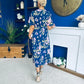 Daisy Twist Detail Midi Dress Floral Navy