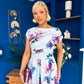 Breffy Asymmetric Neckline Skater Midi Floral Sky