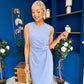 Louisa Gold Buckle Wrap detail Midi Dress Blue