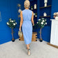 Louisa Gold Buckle Wrap detail Midi Dress Blue