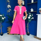 Natalia Beaded Bow Midi Dress Pink