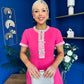 Natalia Beaded Bow Midi Dress Pink