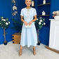 Natalia Beaded Bow Midi Dress Blue