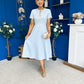Natalia Beaded Bow Midi Dress Blue