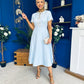 Natalia Beaded Bow Midi Dress Blue