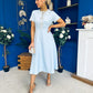 Natalia Beaded Bow Midi Dress Blue