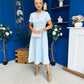 Natalia Beaded Bow Midi Dress Blue