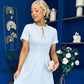 Natalia Beaded Bow Midi Dress Blue