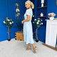 Natalia Beaded Bow Midi Dress Blue