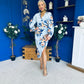 Elsa Sky Blue Floral Wrap Asymmetric Midi Dress