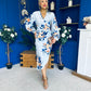 Elsa Sky Blue Floral Wrap Asymmetric Midi Dress
