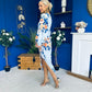 Elsa Sky Blue Floral Wrap Asymmetric Midi Dress