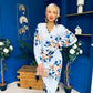 Elsa Sky Blue Floral Wrap Asymmetric Midi Dress