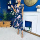 Beverly Floral Tie Shoulder Midi Dress Navy