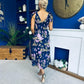 Beverly Floral Tie Shoulder Midi Dress Navy