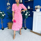 Eirinn Pleated Midi Dress Polka Pink