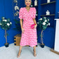 Eirinn Pleated Midi Dress Polka Pink