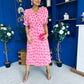 Eirinn Pleated Midi Dress Polka Pink