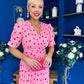 Eirinn Pleated Midi Dress Polka Pink
