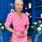 Eirinn Pleated Midi Dress Polka Pink