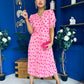 Eirinn Pleated Midi Dress Polka Pink
