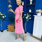 Eirinn Pleated Midi Dress Polka Pink