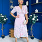 Eirinn Pleated Midi Dress Floral Pwr Pink