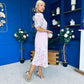 Eirinn Pleated Midi Dress Floral Pwr Pink