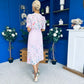 Eirinn Pleated Midi Dress Floral Pwr Pink