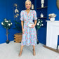 Eirinn Pleated Midi Dress Floral Blue