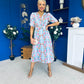 Eirinn Pleated Midi Dress Floral Blue
