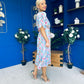 Eirinn Pleated Midi Dress Floral Blue