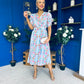Eirinn Pleated Midi Dress Floral Blue