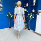 Eirinn Pleated Midi Dress Floral Blue