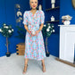 Eirinn Pleated Midi Dress Floral Blue