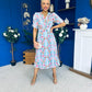 Eirinn Pleated Midi Dress Floral Blue