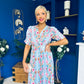 Eirinn Pleated Midi Dress Floral Blue