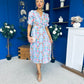 Eirinn Pleated Midi Dress Floral Blue